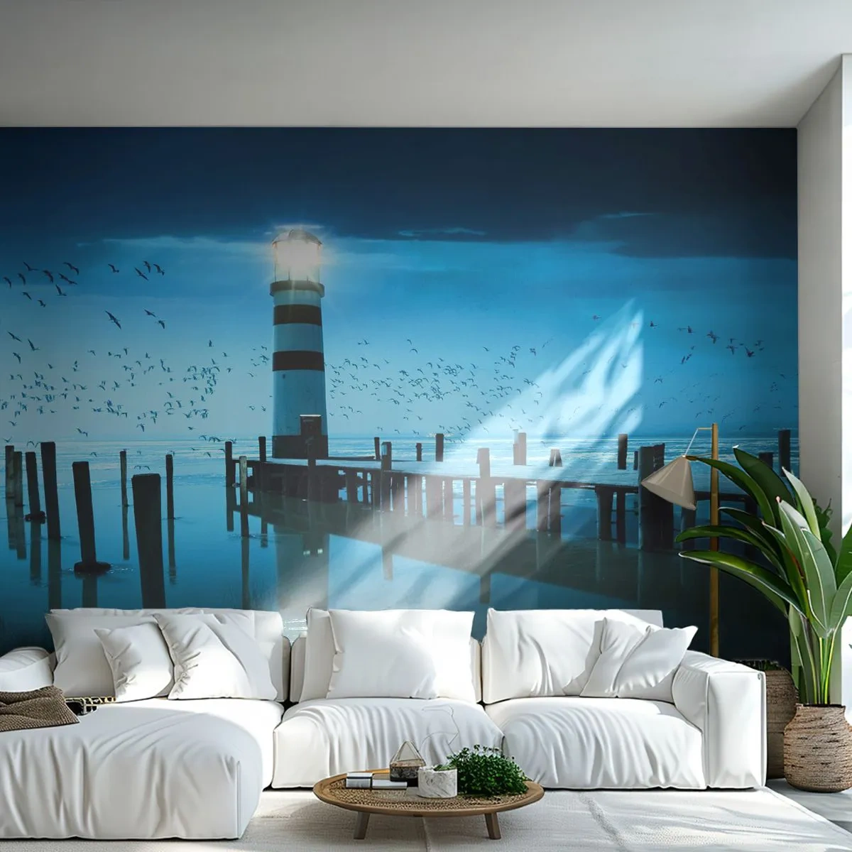 Fotótapéta Standard Eco - És nem félsz a sötéttől - Tájkép, Világítótorony, Fa híd - 400x280 cm