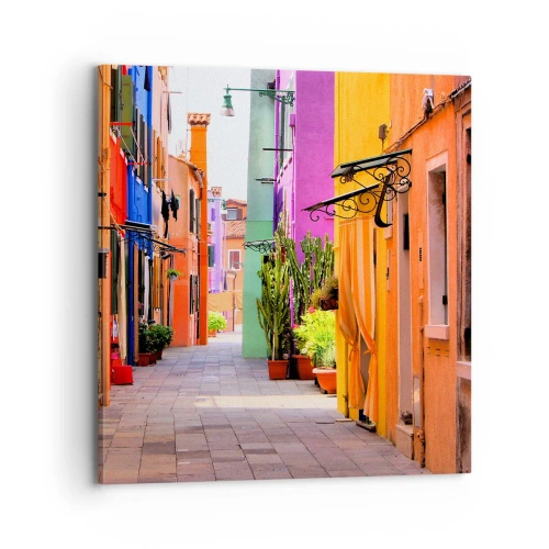 Vászonkép - Szivárványos sikátor - 70x70 cm