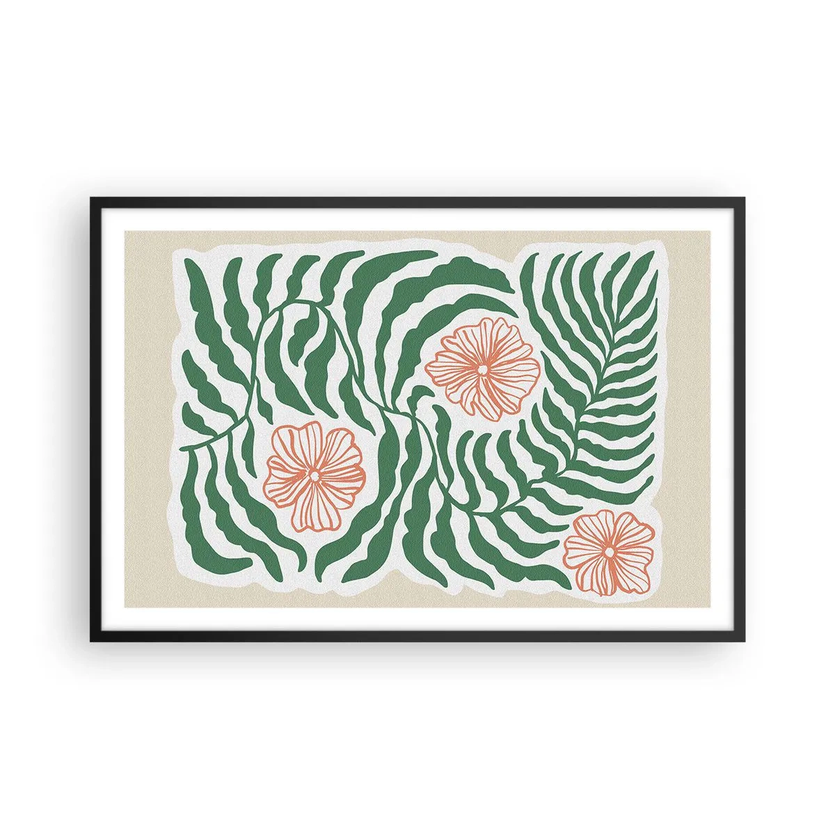 Poszter fehér keretben - Zöldben virágzó - 91x61 cm