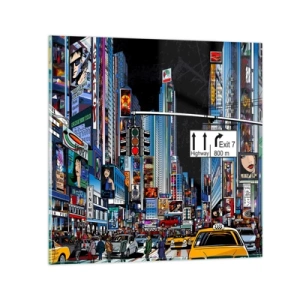 Üveg kép - Képregény nagy éjszaka - 30x30 cm