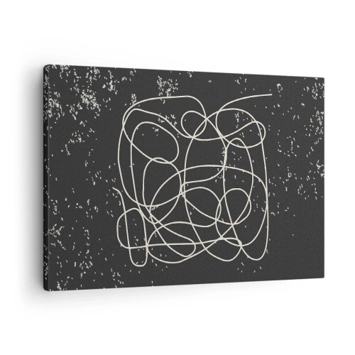 Vászonkép - Absztrakt vonal fekete háttéren finom részletekkel - 70x50cm - Gondolatok elkalandozása - Modern fali dekoráció nappalihoz és hálószobához ARTTOR