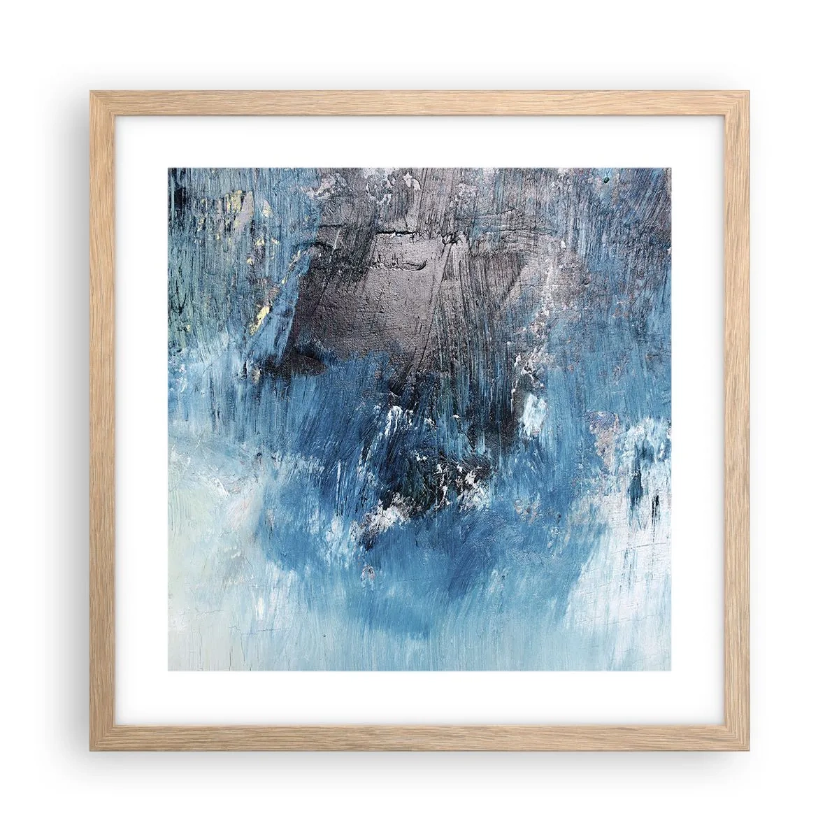 Poszter világos tölgy keretben - Kék rapszódia - 40x40 cm