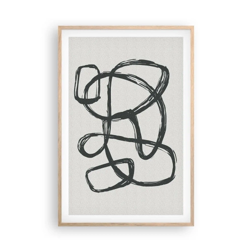 Poszter világos tölgy keretben - Hurkolt absztrakció - 61x91 cm