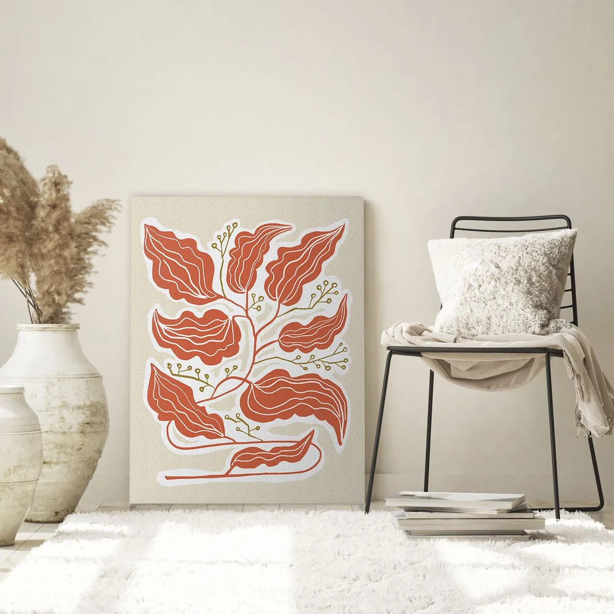 Üveg kép - Népi és korall - 50x70 cm