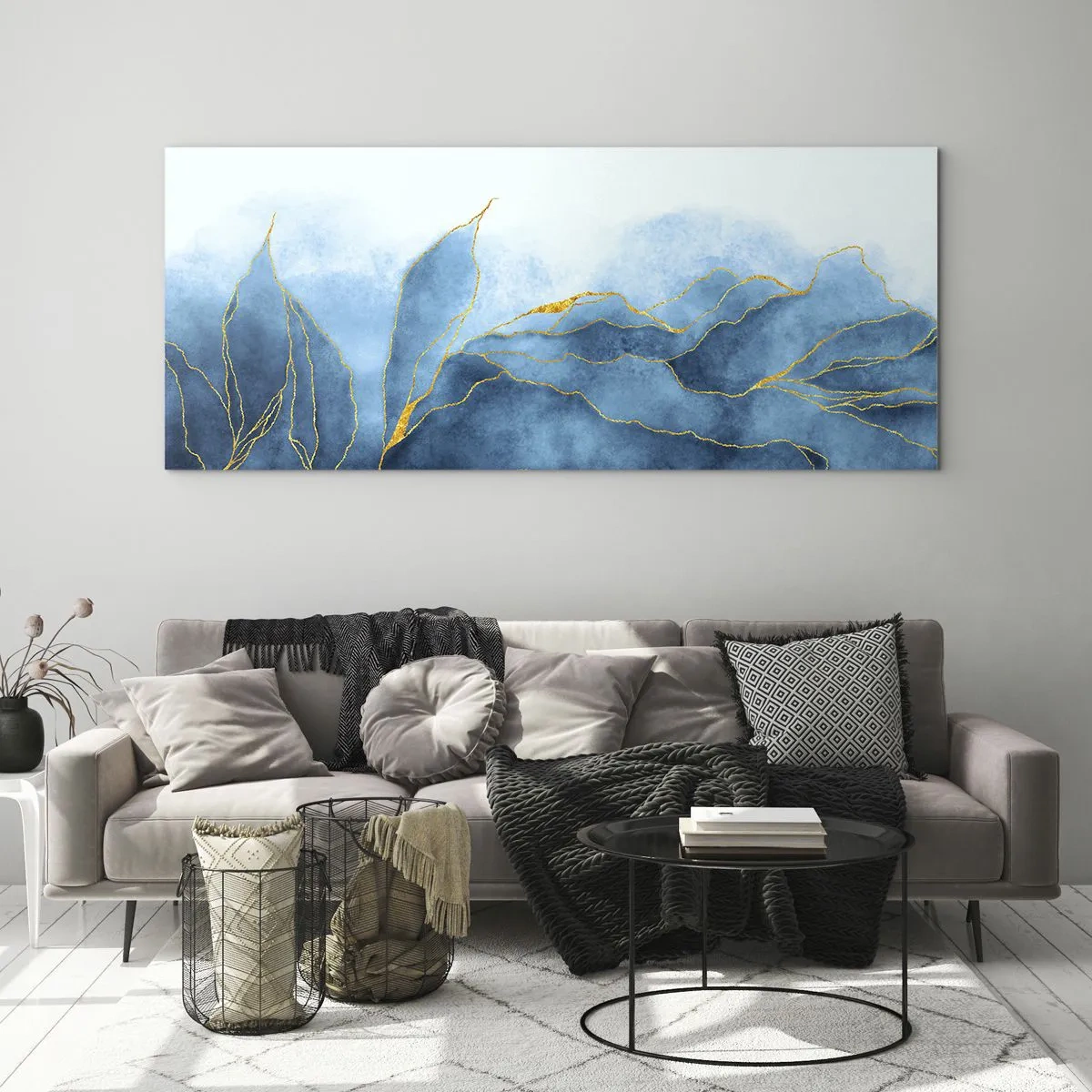 Üveg kép - Kék aranyban - 100x40 cm