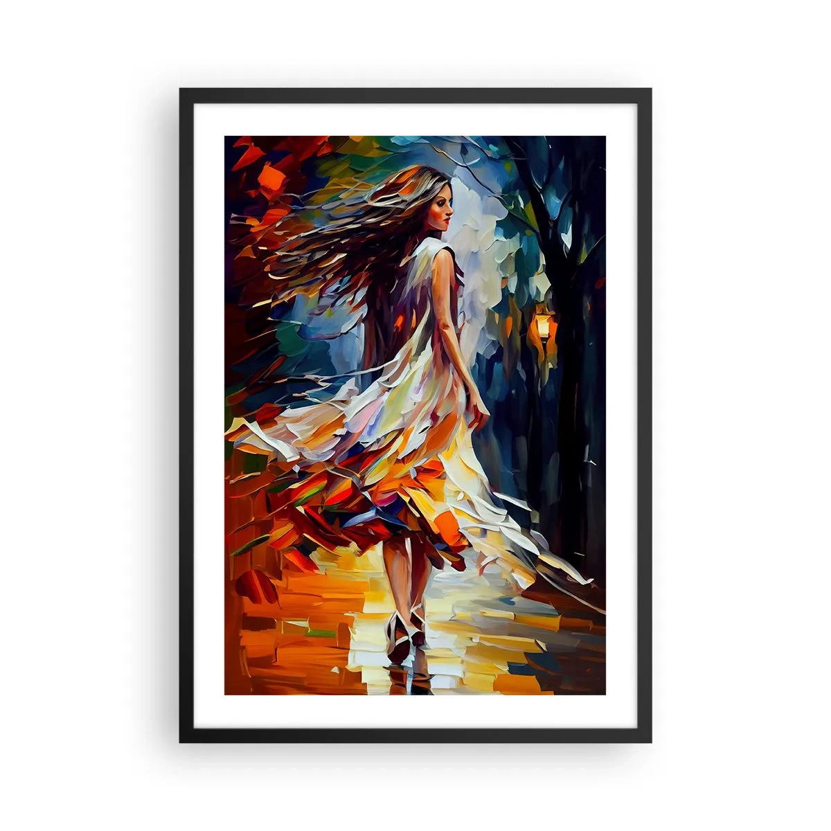 Poszter fehér keretben - Őszi lány - 50x70 cm