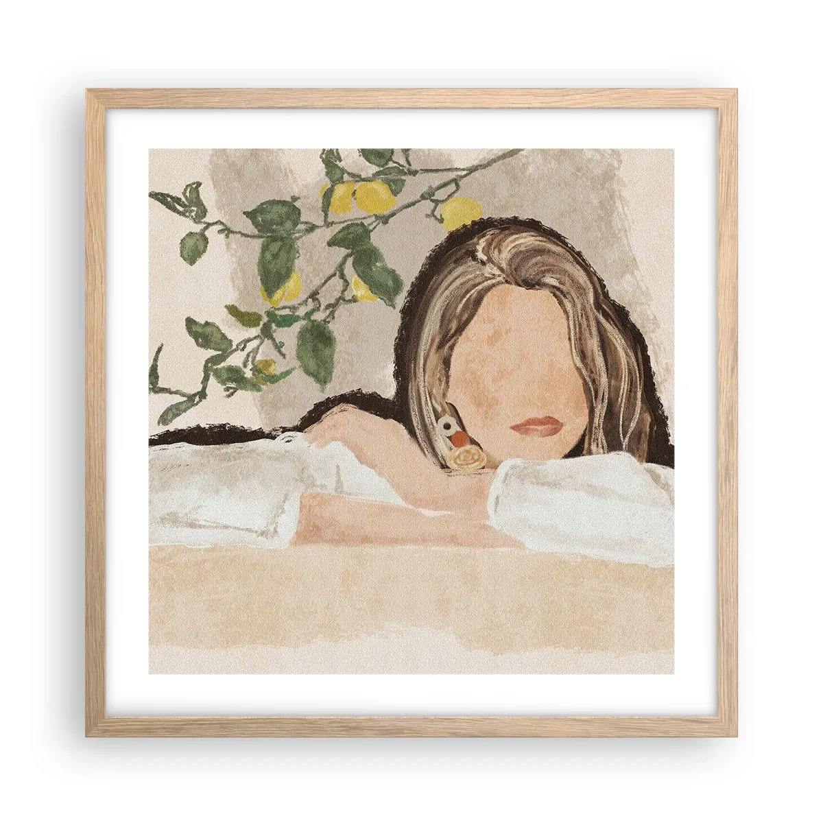 Poszter világos tölgy keretben - Déli szépség - 50x50 cm