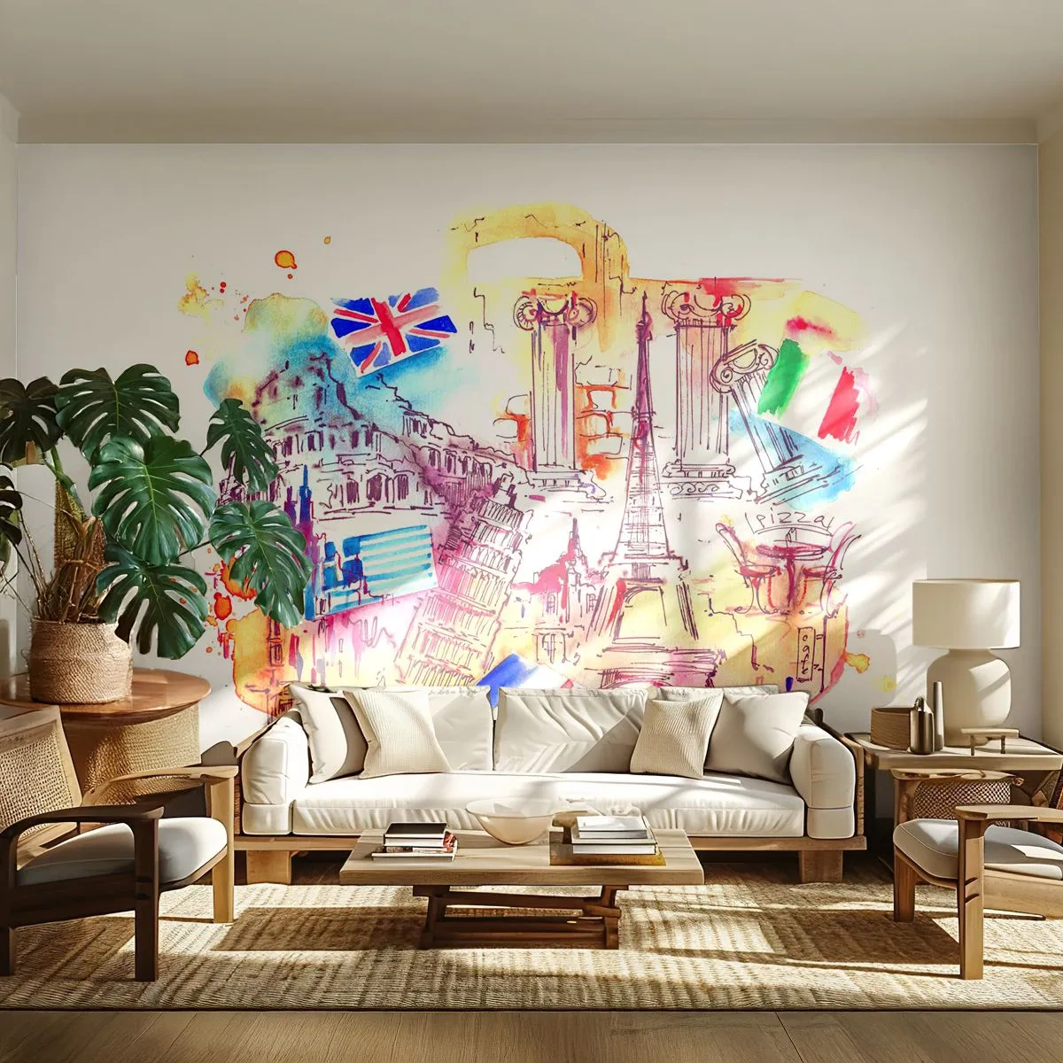 Fotótapéta Standard Eco - Európai körút - Absztrakció, Utazások, Bőrönd - 200x140 cm