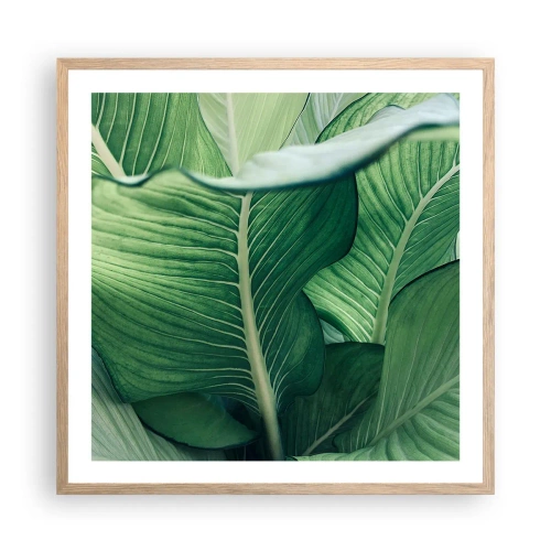 Poszter világos tölgy keretben - Intenzíven zöld élet - 60x60 cm
