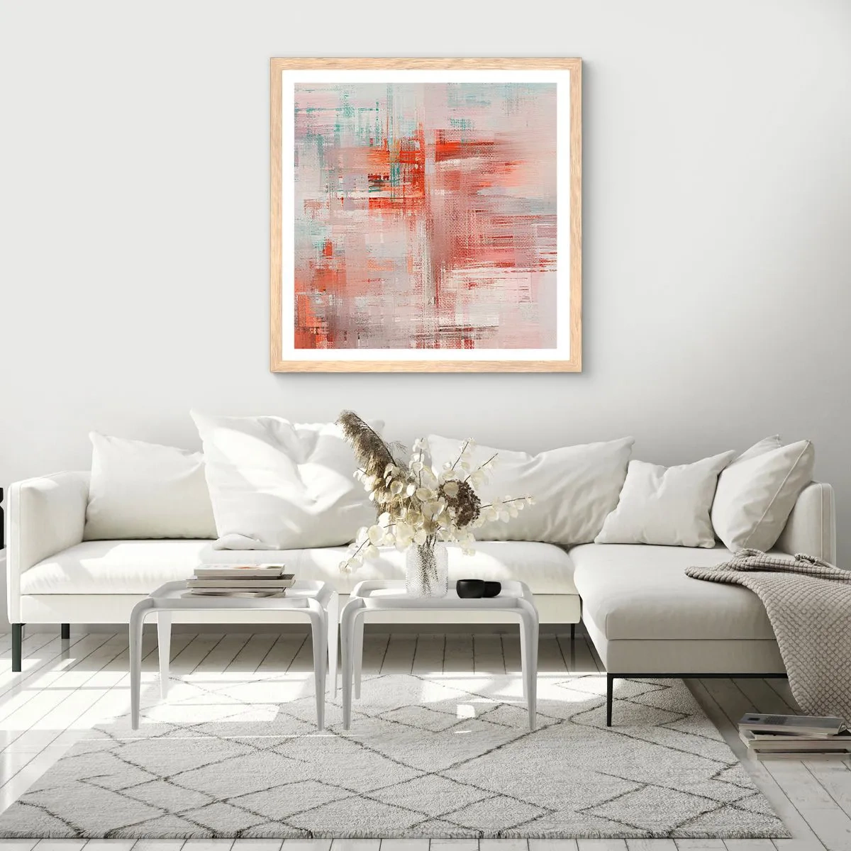 Poszter világos tölgy keretben - Ködös. De rózsaszín - 30x30 cm