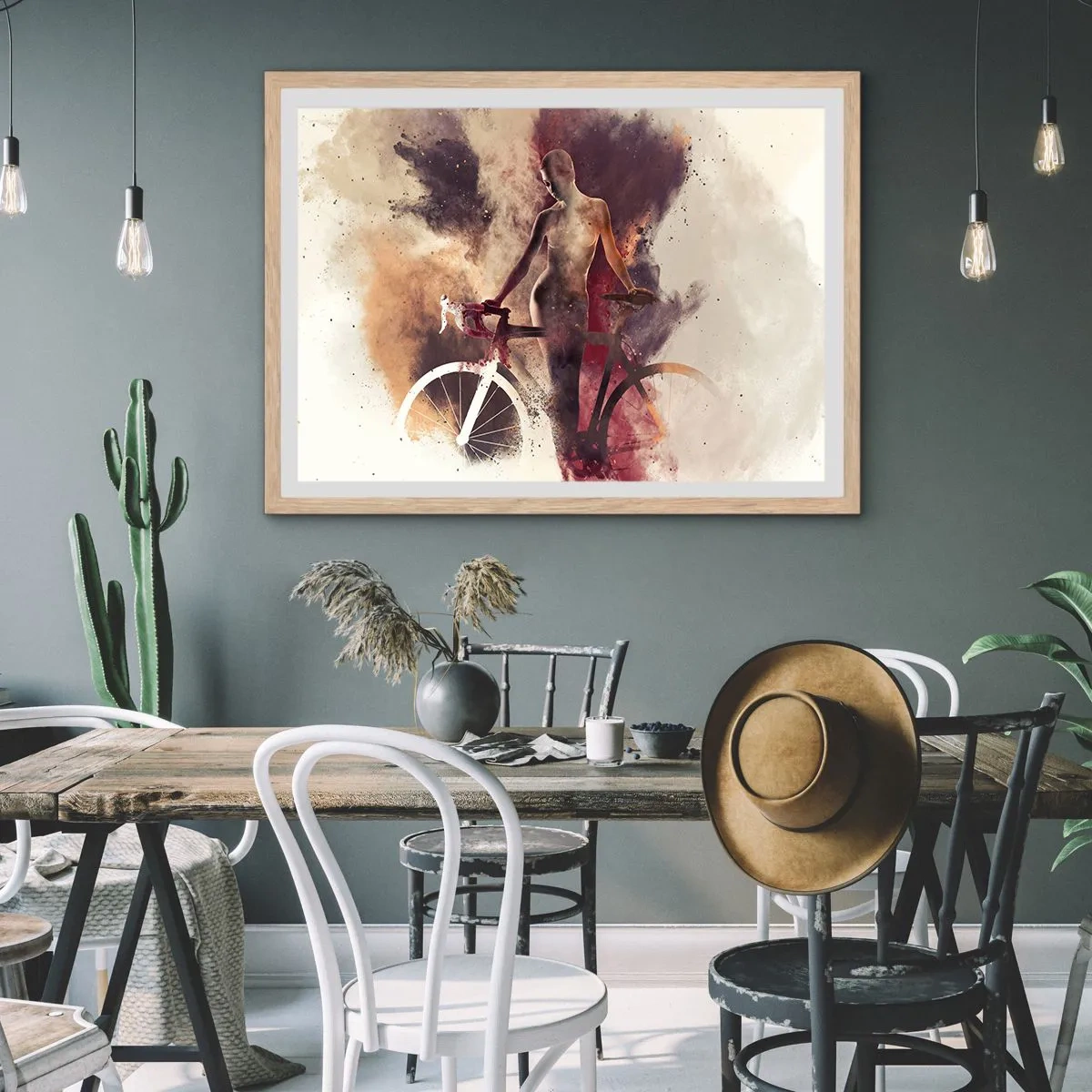 Poszter világos tölgy keretben - Márvány formájú kerékpáros lélek - 70x50 cm