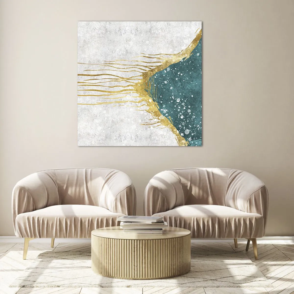 Üveg kép - Aranyló dagály - 70x70 cm