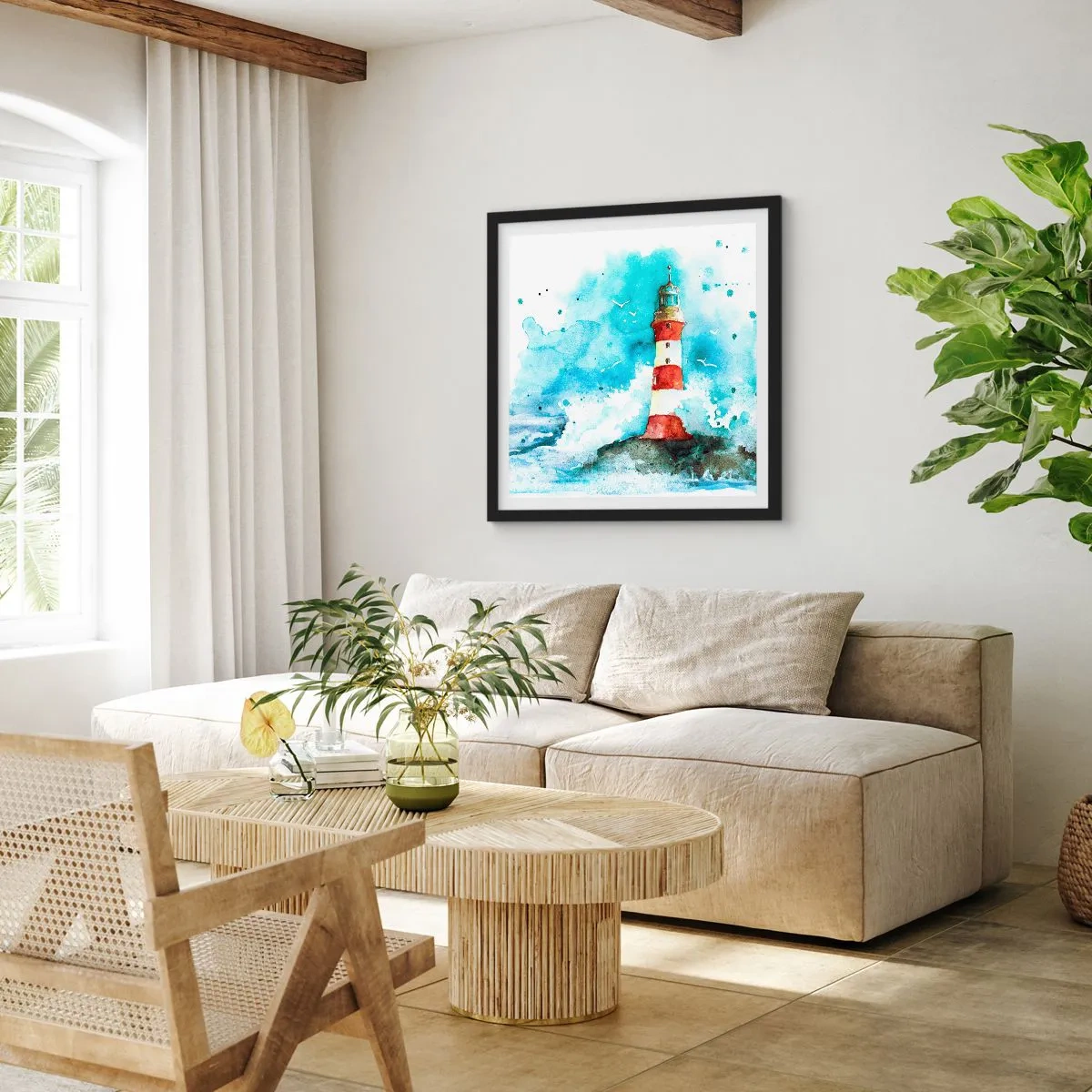 Poszter fehér keretben - Az elemek egysége - 60x60 cm