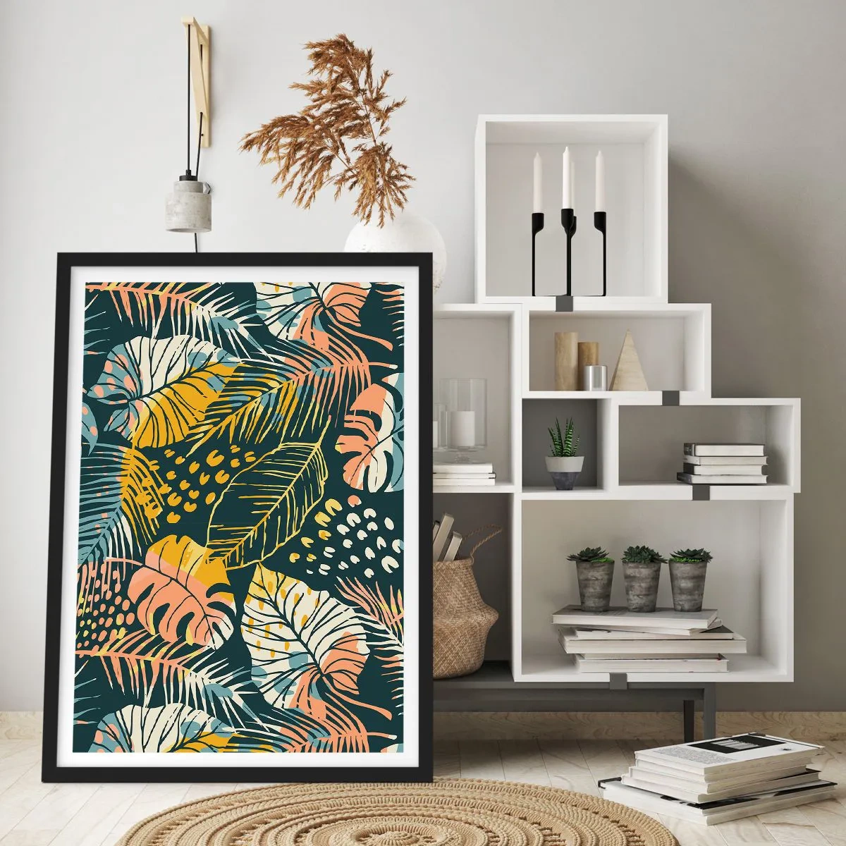 Poszter fehér keretben - Leveles fantázia - 40x50 cm