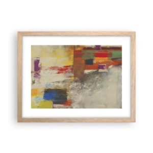 Poszter világos tölgy keretben - Színgeometria - 40x30 cm
