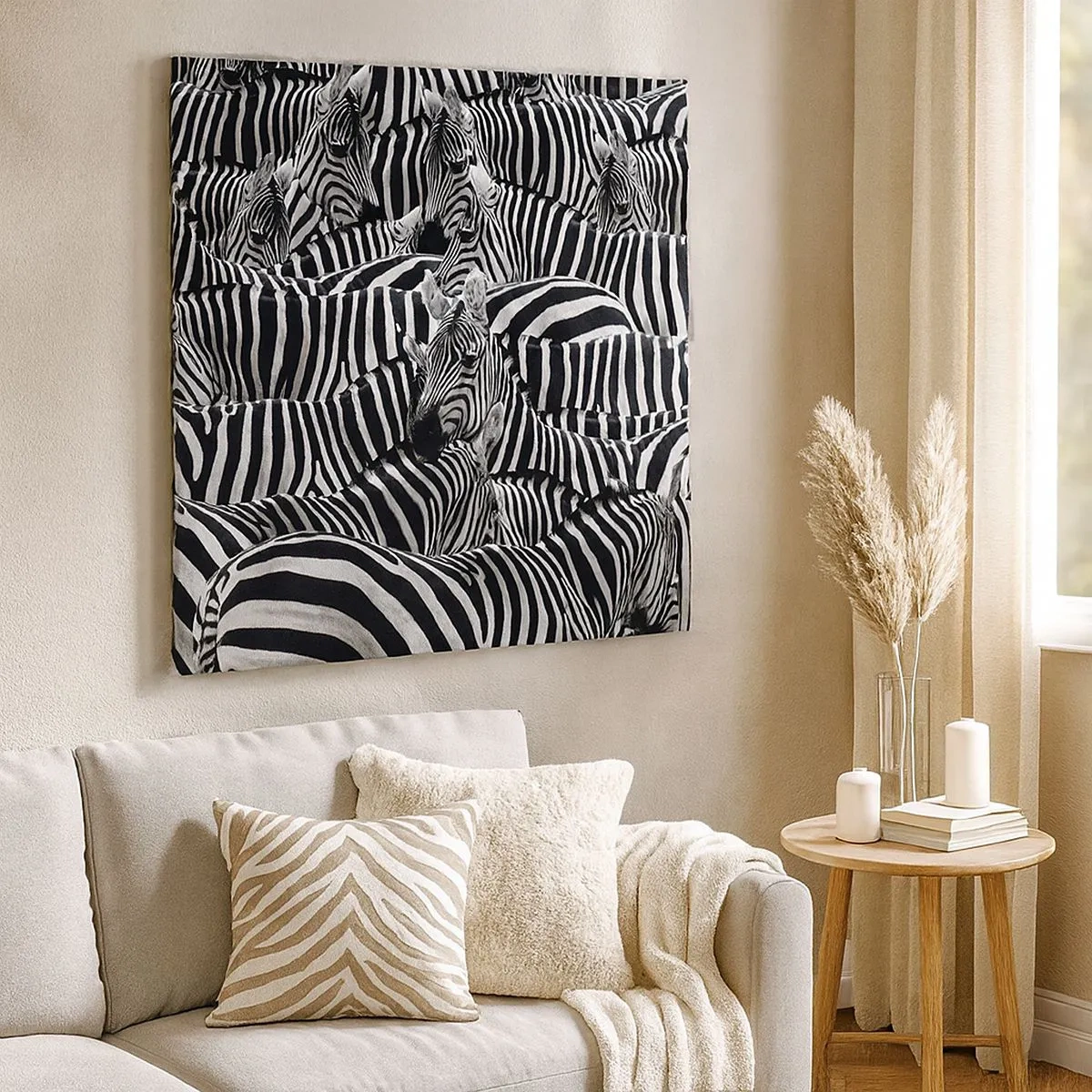 Vászonkép - Csoportos, csíkos portré - 30x30 cm