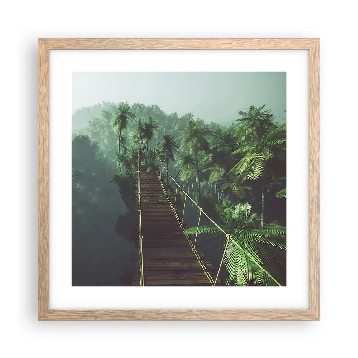 Poszter világos tölgy keretben - A zöldellő hullámok felett - 40x40 cm