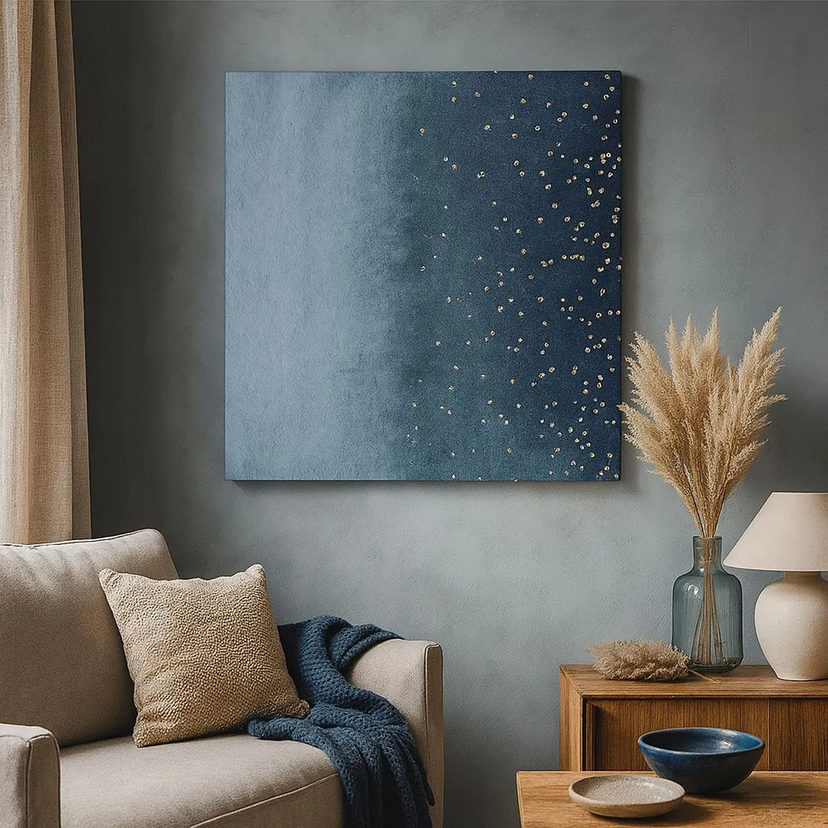 Vászonkép - Kompozíció - kék fázisok - 30x30 cm