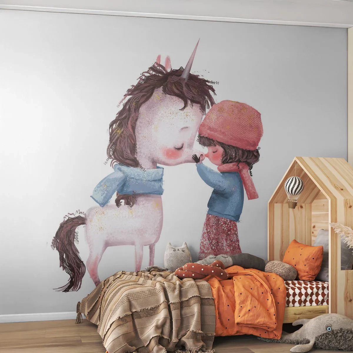 Fotótapéta Premium Sand - Téli mese - Gyerekeknek, Egyszarvú, Lány - 100x70 cm