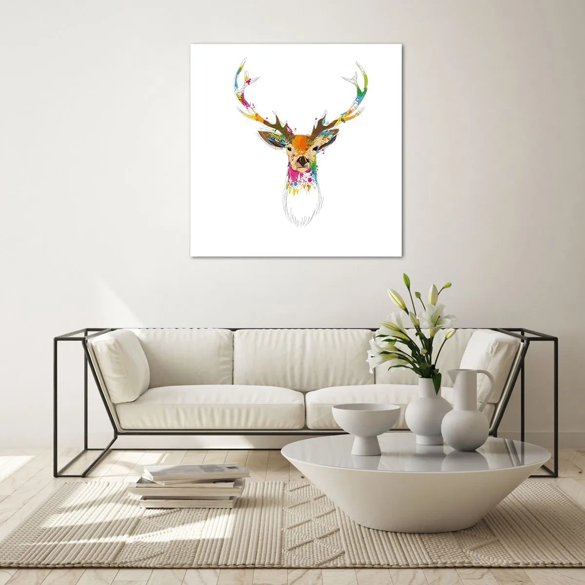 Üveg kép - Színben fürdő gyengéd szarvas - 40x40 cm