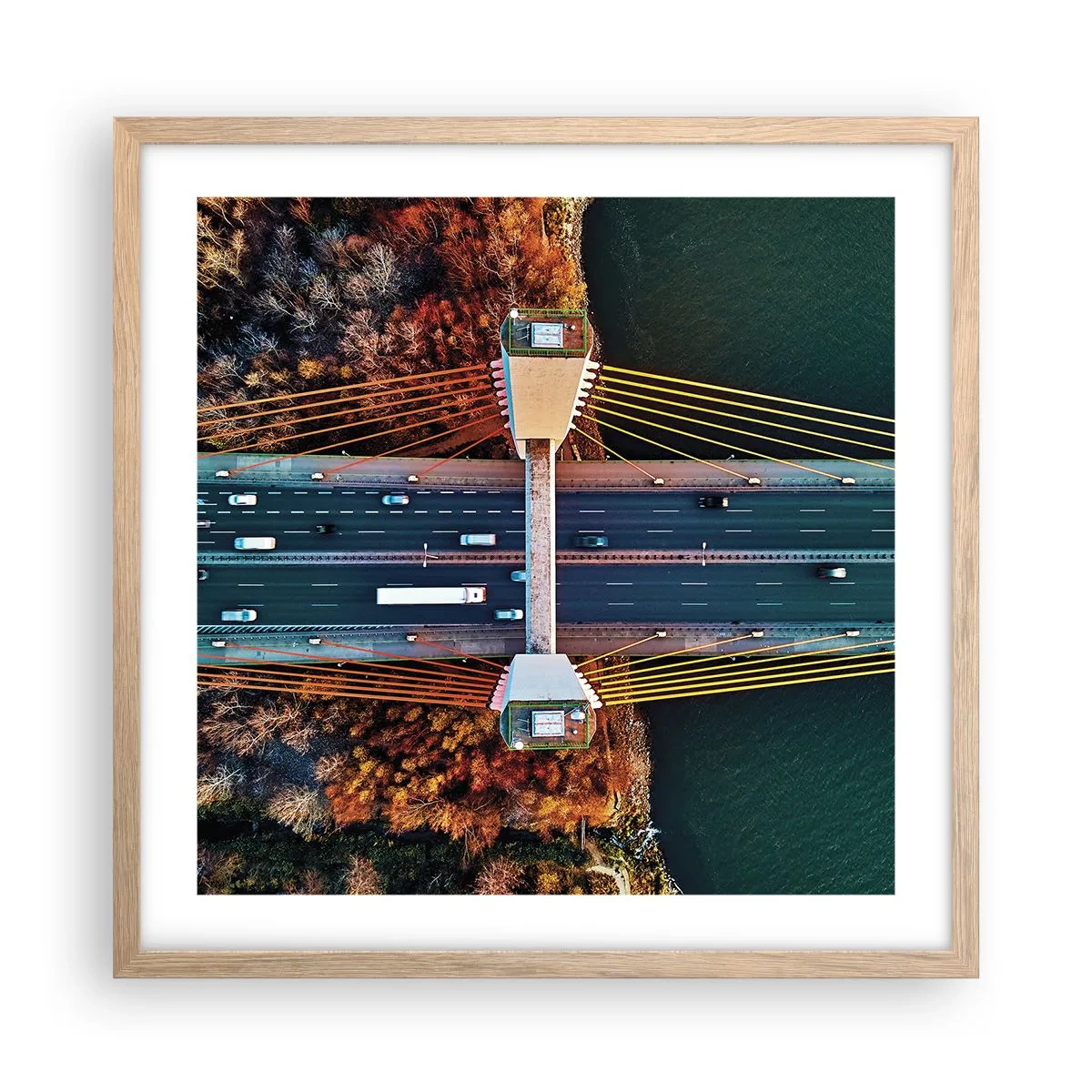 Poszter világos tölgy keretben - TÚL a vizeken, túl az erdőkön - 50x50 cm