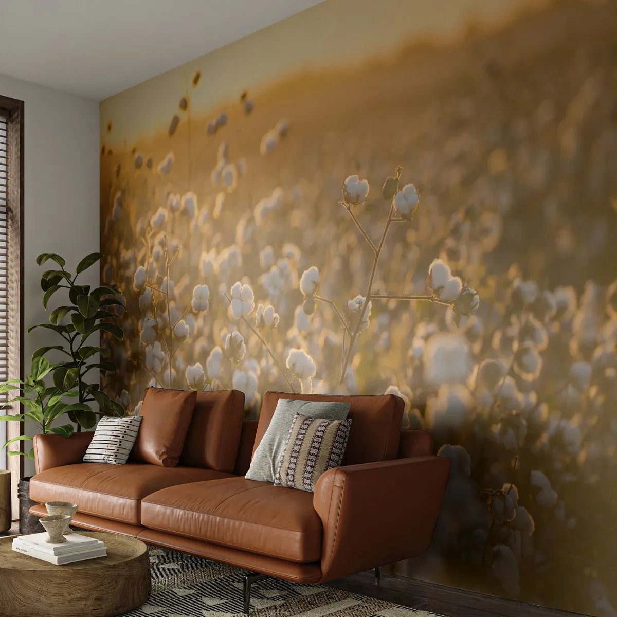 Öntapadós Fotótapéta Deluxe Sticker - Puha mező - Gyapot mező, Ázsia, Természet - 250x175 cm