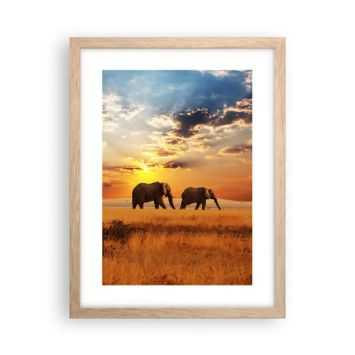 Poszter világos tölgy keretben - Családi séta - 30x40 cm