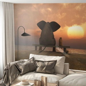 Fotótapéta Premium Sand - Jó együtt hallgatni - Absztrakció, Állatok, Barátság - 100x70 cm