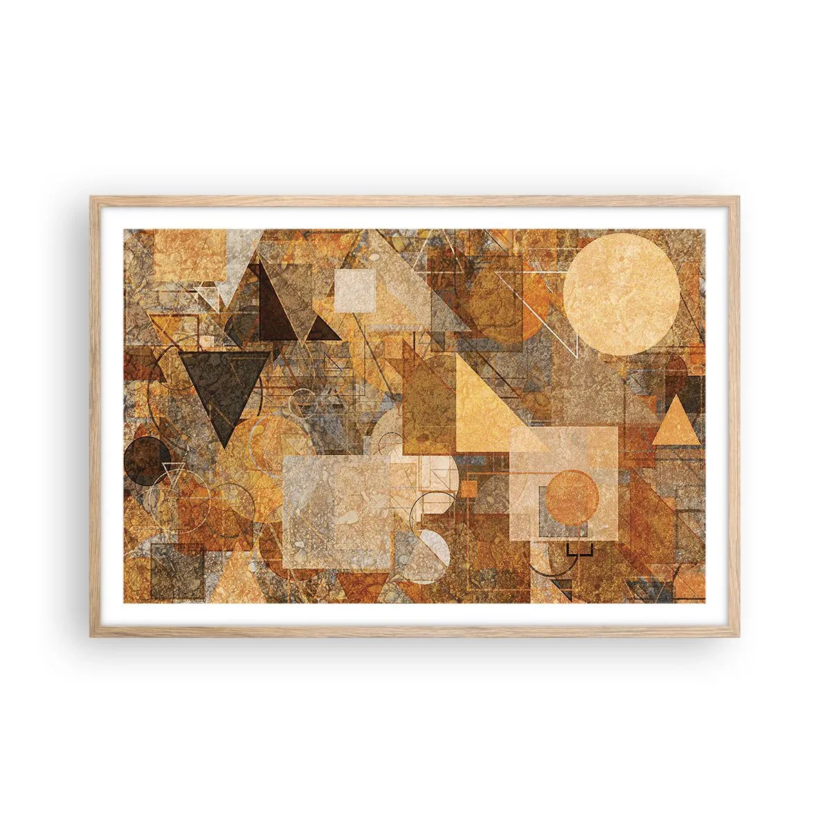Poszter világos tölgy keretben - Kubikus bronz tanulmánya - 91x61 cm