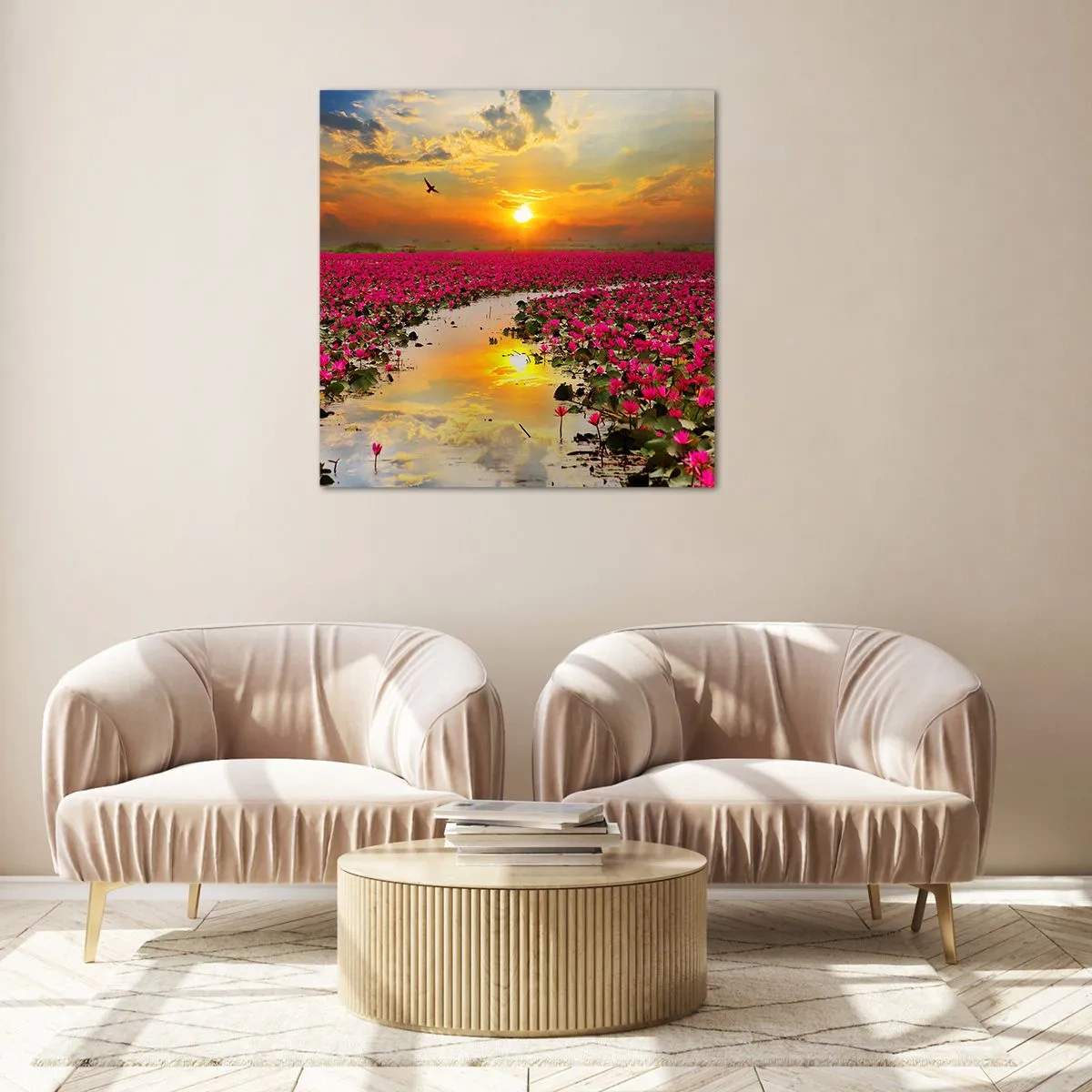 Üveg kép - A tó titokzatos élete - 50x50 cm