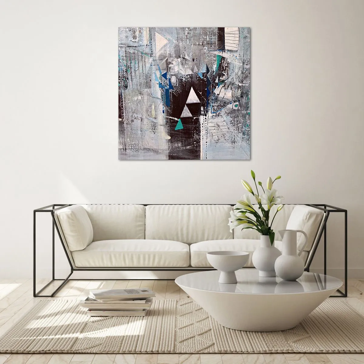 Üveg kép - A háromszögek felülíró sorrendje - 40x40 cm
