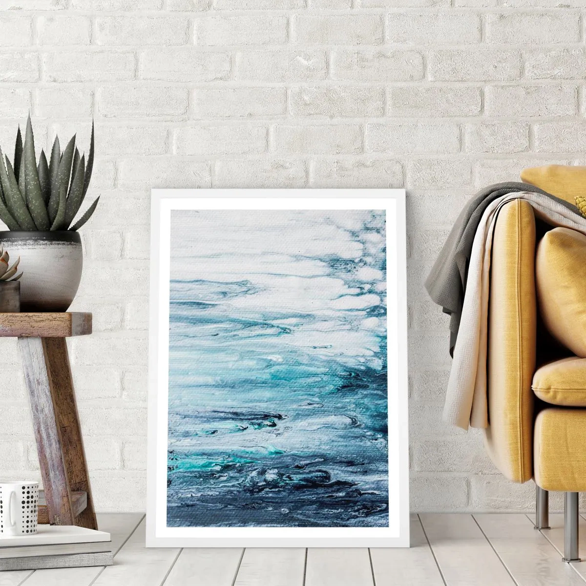 Poszter fekete keretben - Kék jégcsapok - 40x50 cm