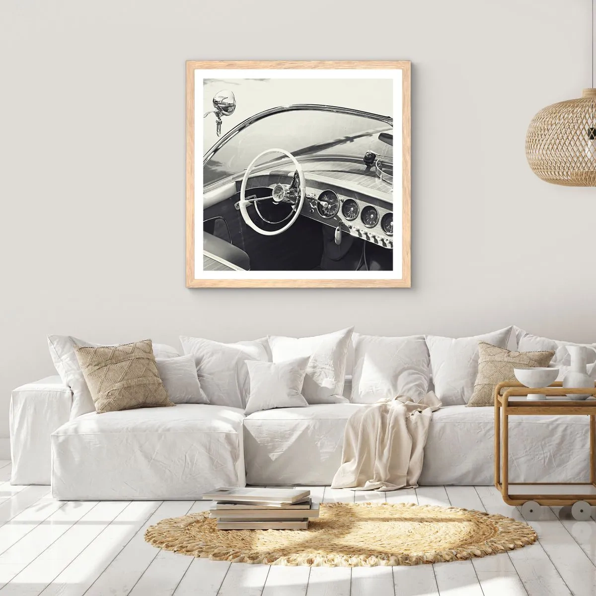 Poszter világos tölgy keretben - Időjárás a gazdagoknak - 60x60 cm