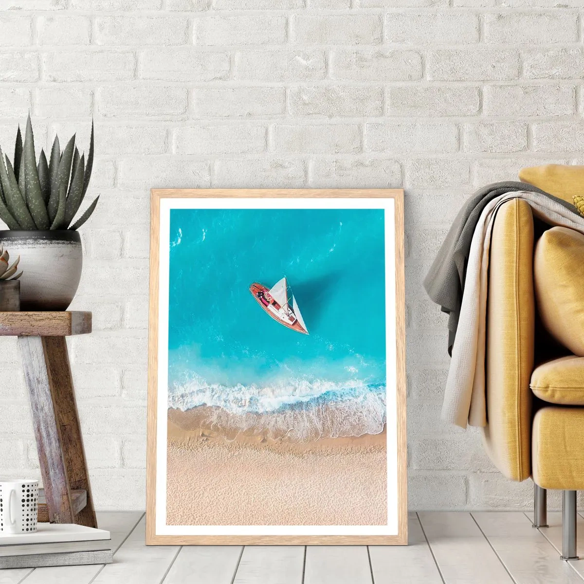 Poszter világos tölgy keretben - A kék és az arany határán - 40x50 cm