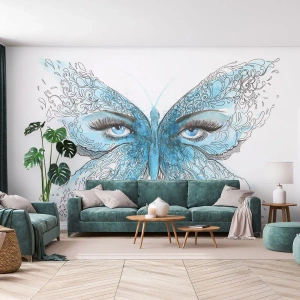 Fotótapéta Premium Sand - Modraszek eros - Absztrakció, Pillangó, Női Szemek - 350x256 cm