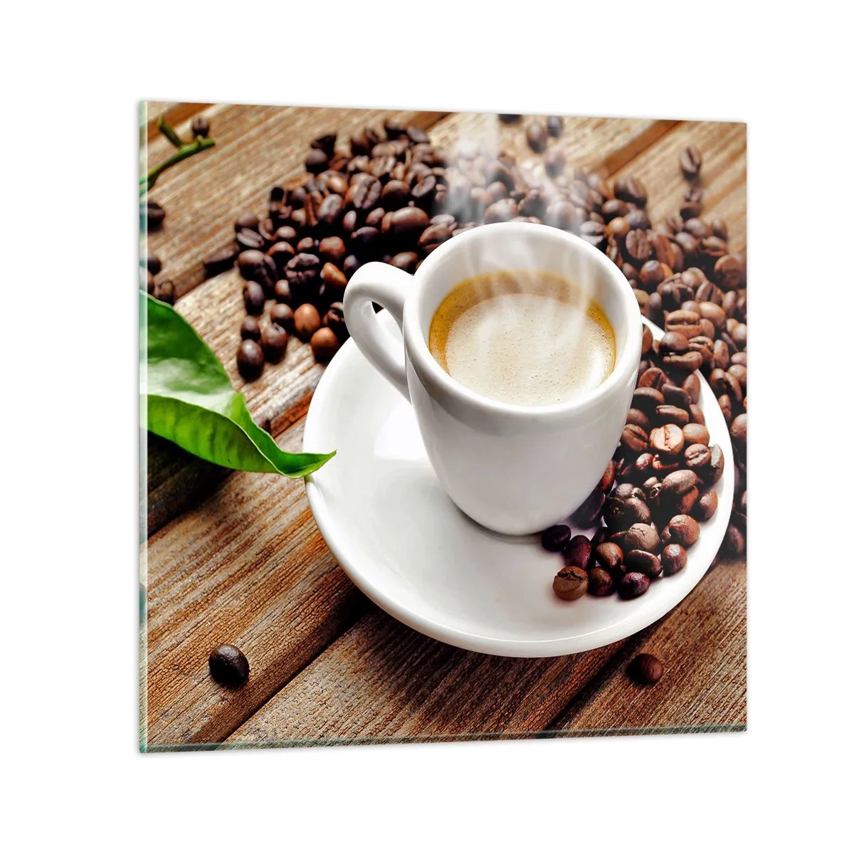 Üveg kép - Kávé az asztalon - 60x60 cm