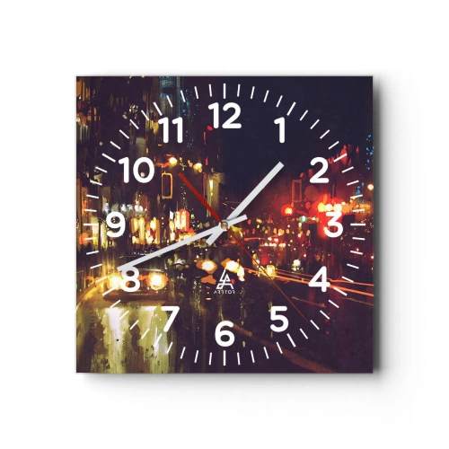 Falióra, Óra - Elmerült az éjszakai fényben - 40x40 cm