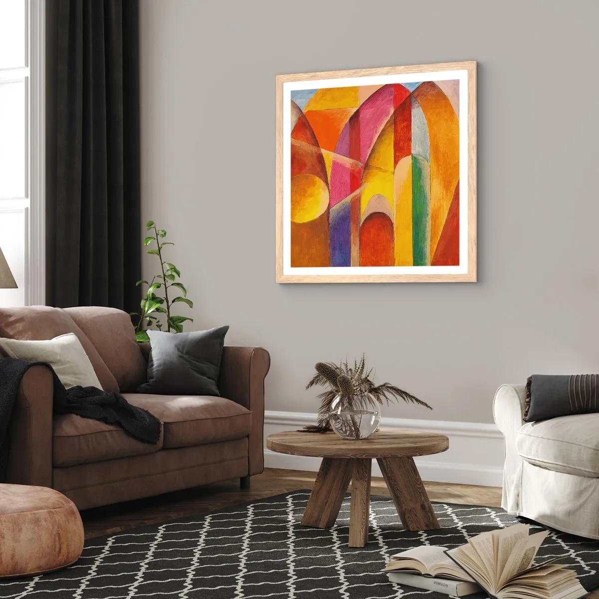 Poszter világos tölgy keretben - A nap katedrálisa - 60x60 cm