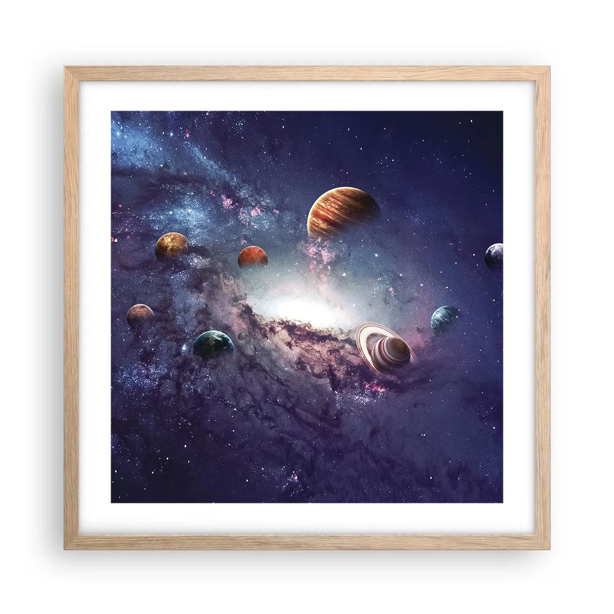 Poszter világos tölgy keretben - Napos táncrendszer - 50x50 cm