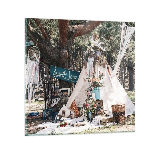 Üveg kép - Make love… - 40x40 cm