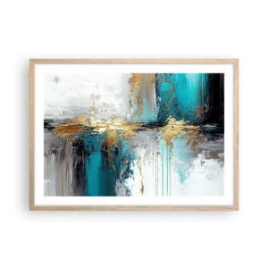 Poszter világos tölgy keretben - Minden áramlik - 70x50 cm