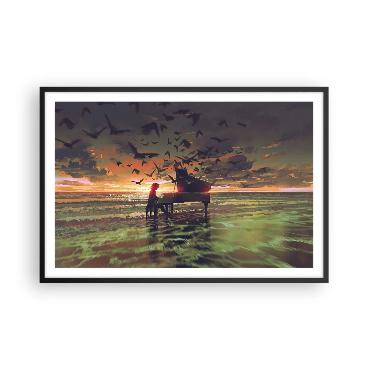 Poszter fehér keretben - Koncert zongorára és a hullámokra - 91x61 cm