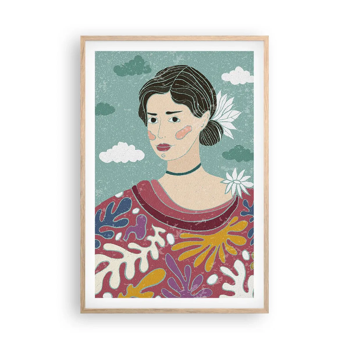 Poszter világos tölgy keretben - Melankóliával a tekintetedben - 61x91 cm