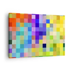 Vászonkép - Különböző színű négyzetekből álló színes mozaik - 70x50cm - Mindenki más, mindenki egyenlő - Modern fali dekoráció nappalihoz és hálószobához ARTTOR
