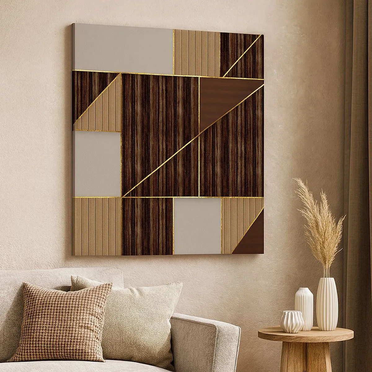 Vászonkép - Barna és arany mozaik - 30x30 cm