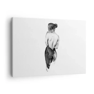 Vászonkép - Egy nő alakja finom akvarellfestékkel megörökítve - 70x50cm - Mellette eltűnik a világ - Modern fali dekoráció nappalihoz és hálószobához ARTTOR