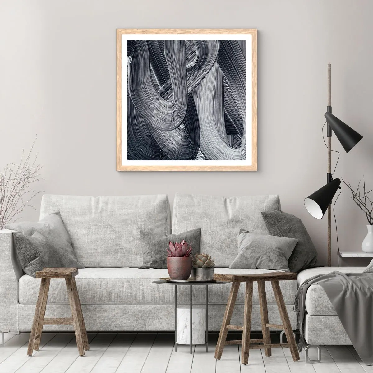 Poszter világos tölgy keretben - A valóság folyékonysága - 30x30 cm