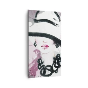 Vászonkép - Fekete és rózsaszín hölgy portréja - 65x120 cm