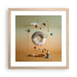 Poszter világos tölgy keretben - Bármi megtörténhet - 40x40 cm