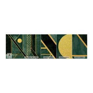 Fotótapéta Minta Premium Sand - Az arany és azúrkék dinamikája - Absztrakció, Darab, Geometrikus minta - 100x30 cm
